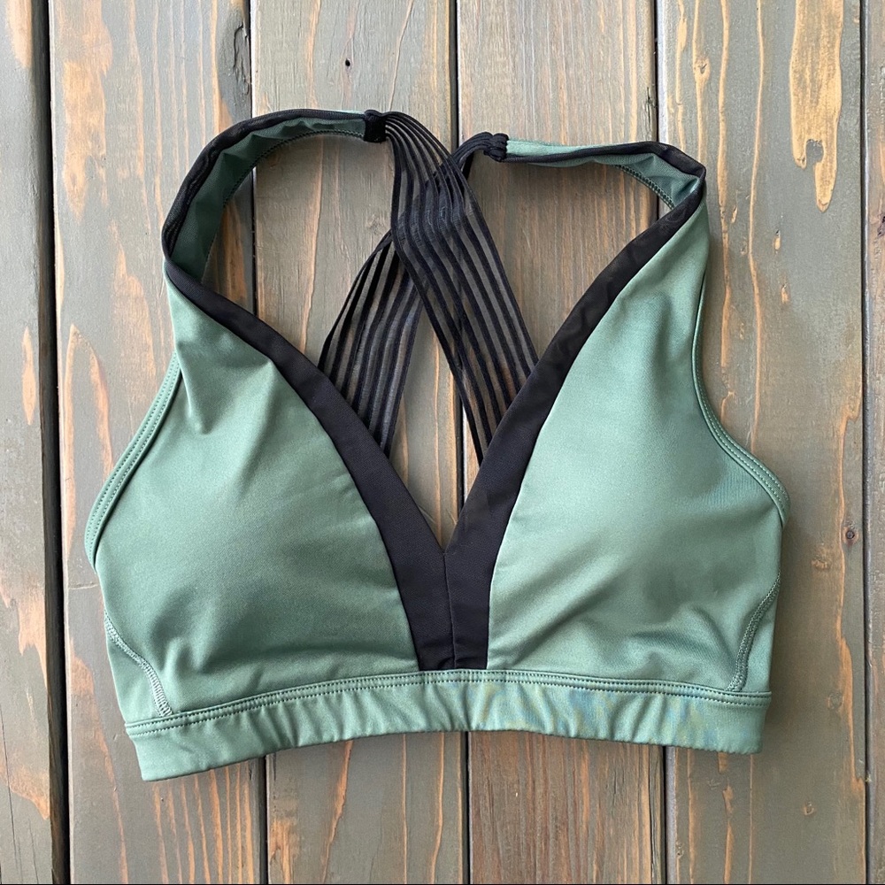 Victoria's Secret Green and Black mesh cross back Sports Bra